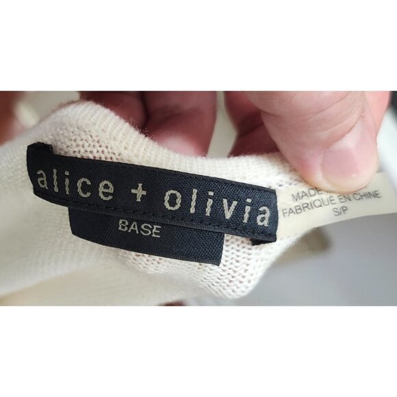 Alice + Olivia Base Abbie Color Block Hi Lo Sweater Wool Blend Ivory Gray Sz S - Picture 6 of 9